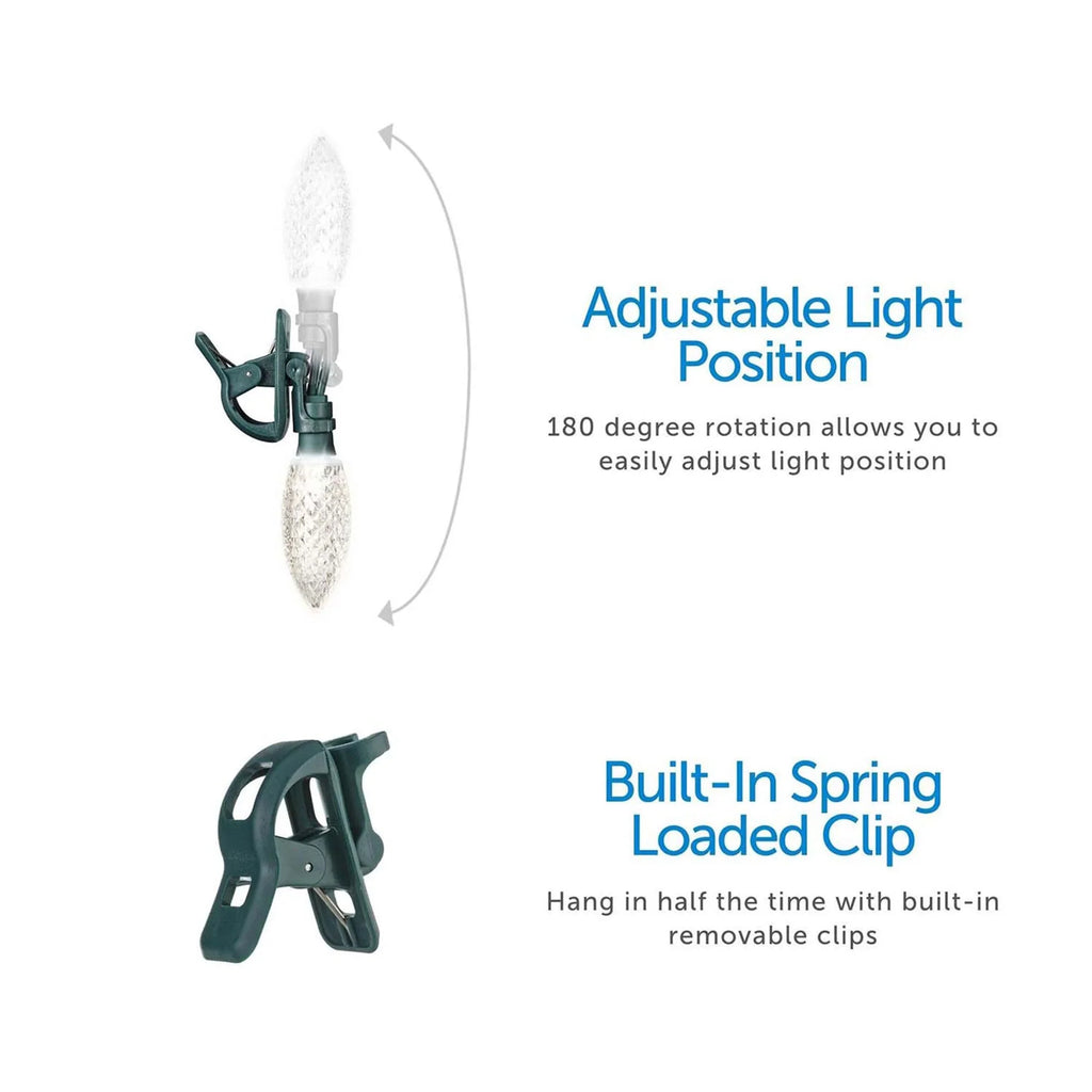 String (3 C9 Quick NOMA Pack) Clip LED Christmas 100 Lights Bulbs Warm