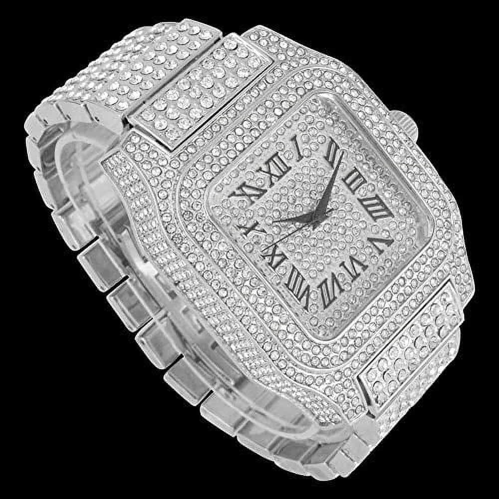 0513Sq Out - in You Out Will Iced Hop Bling-ed (Silver Watch Raymond a Hip Watch Crystal Black R#) Biggie Charles Hypnotize Square