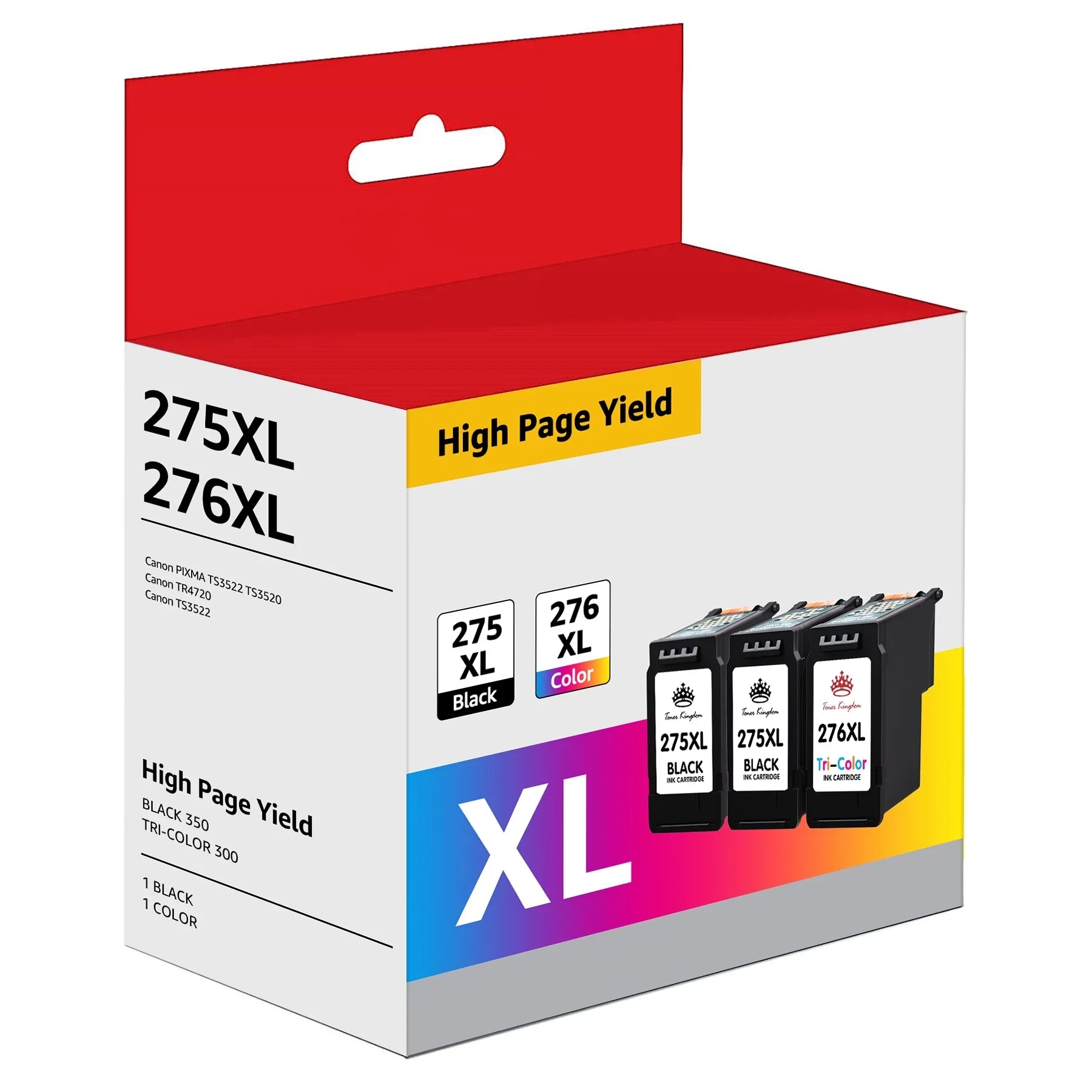 Ink TS3520 Capacity TR4700 275XL Ink 276 Printer TS3500 Cartridges for TR4720 High Black, Color) PG-275XL Pixma 276XL CL-276XL TS3522 (2 Ink Cartridges TR4722 275 and 1 for 276 275 Canon