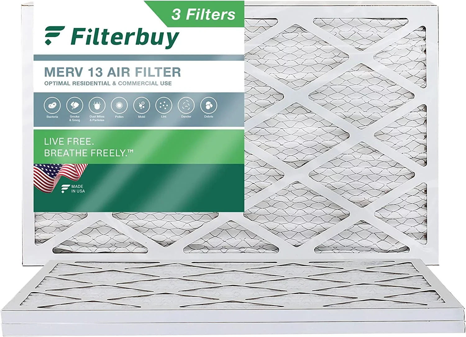 13 Filters Filterbuy AC Pleated Air (3-Pack) 24x36x1 Furnace HVAC MERV