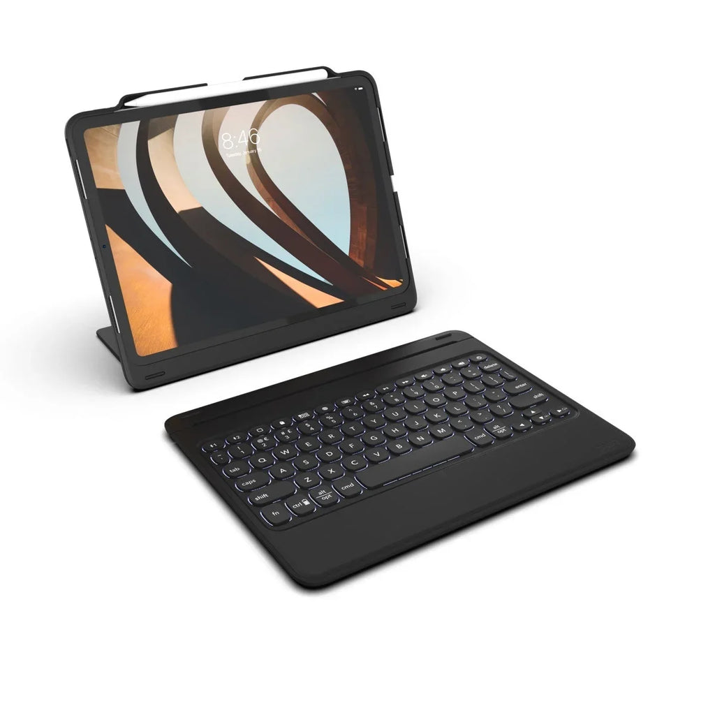 Case for Gen iPad Bluetooth ZAGG - Durable and 3 12.9" Keyboard and (2020) (2018) - Black Go Rugged - Pro 4 Gen Book