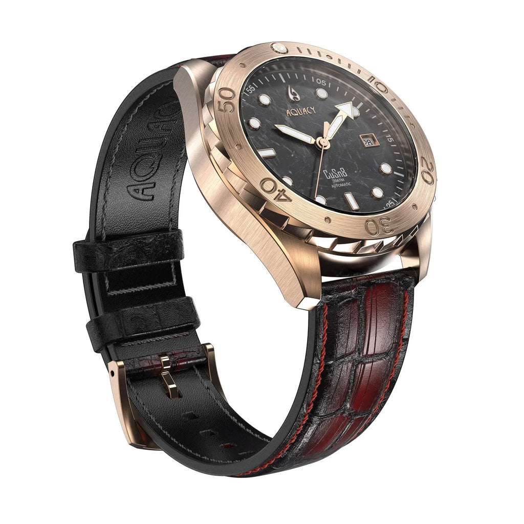 Dive Water Swimming Wrist 120 BR.BKM.8215.L 316L Men Automatic Back CuSn8 Uni-Directional - Marble Stainless Aquacy Case - Screw - click Watches Bronze Resistance Down Watch Diver 200M For Bezel