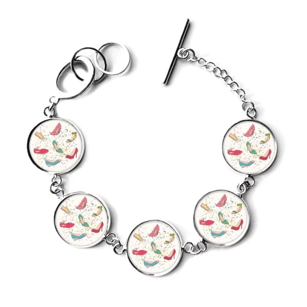 Bangle Bracelet Jewelry High Charm Chain Heels Cartoon Colorful Shoes Pattern