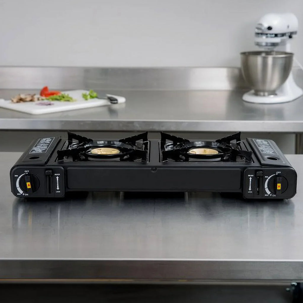 Portable Stove Butane Countertop with Range 2-Burner Brass Performance / Burners High