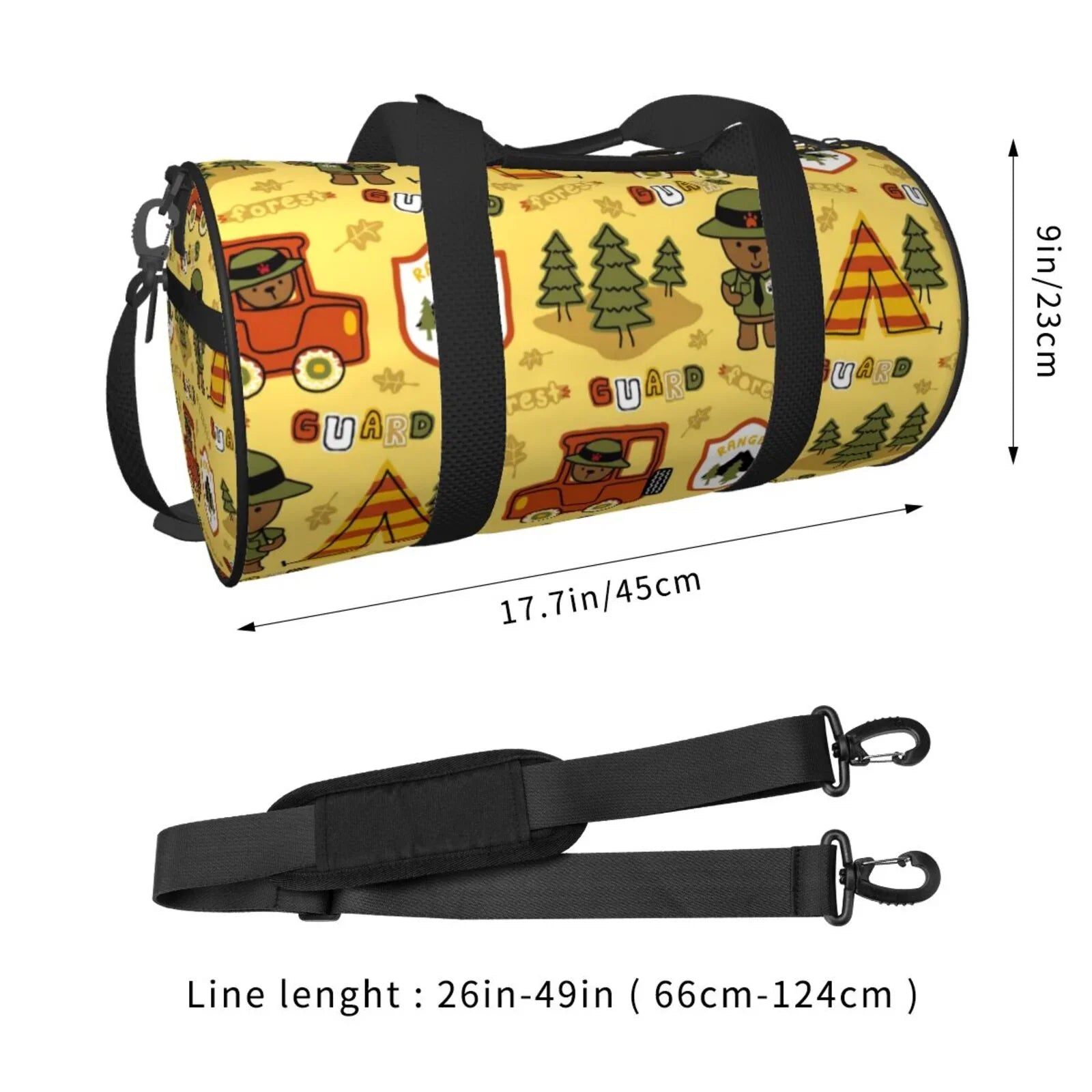 Travel Bag Sports Waterproof Compartment with Large Coaee Bag Forest Capacity and Gym Bag Luggage Cylinder Pocket Guard