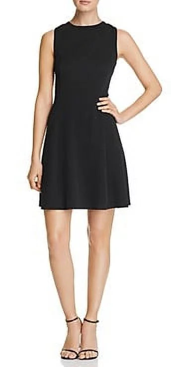 16 US Fit-and-Flare Karl Dress, BLACK Textured Lagerfeld
