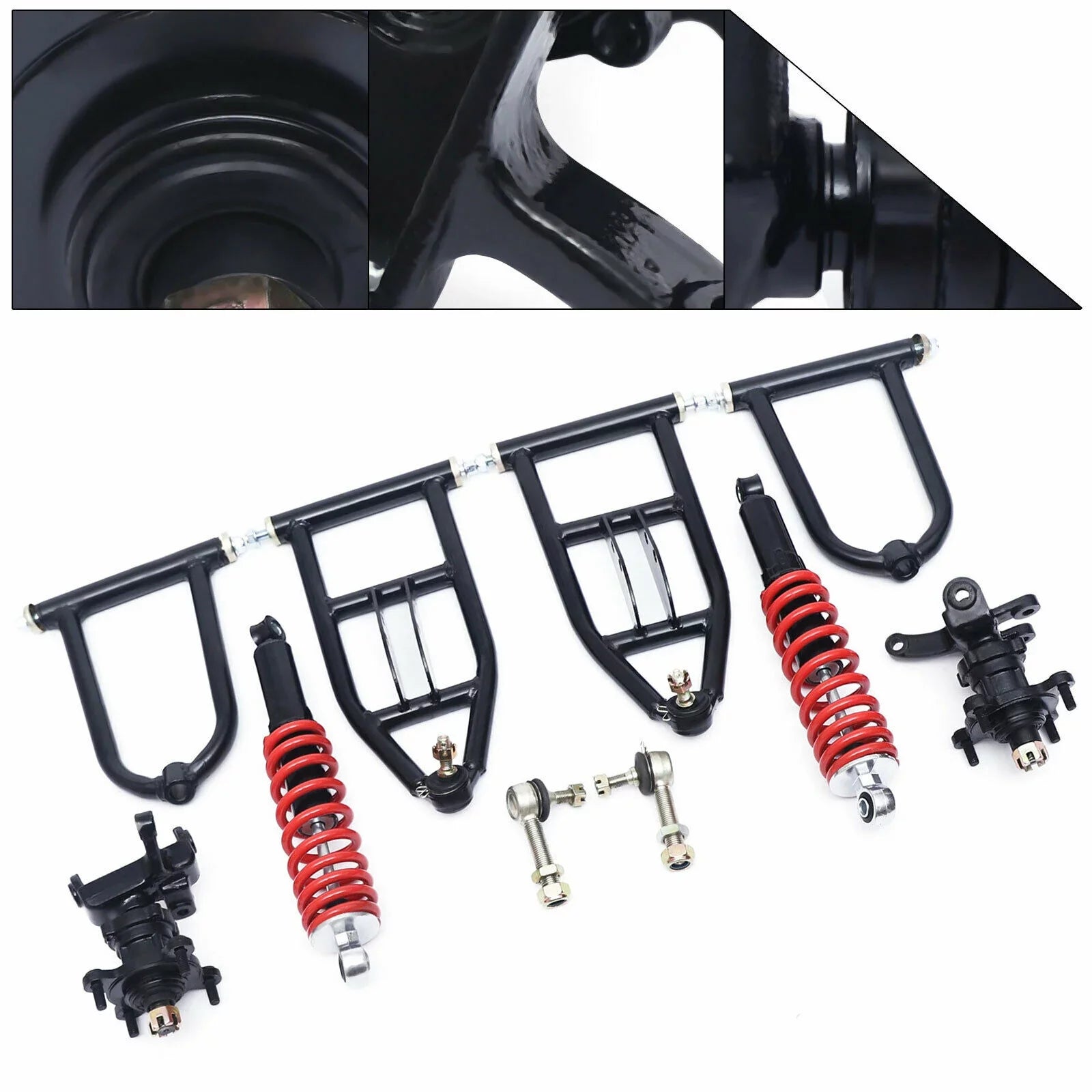 ATV/Go Kart Upper&Lower Front Upper/Lower Swingarm Buggy Suspension Go Upper/Lower For Arm Knuckle Kit Kart ATV Quad Steering A-Arm Arm Assembly Suspension Swingarm For Spindle Swing Bike
