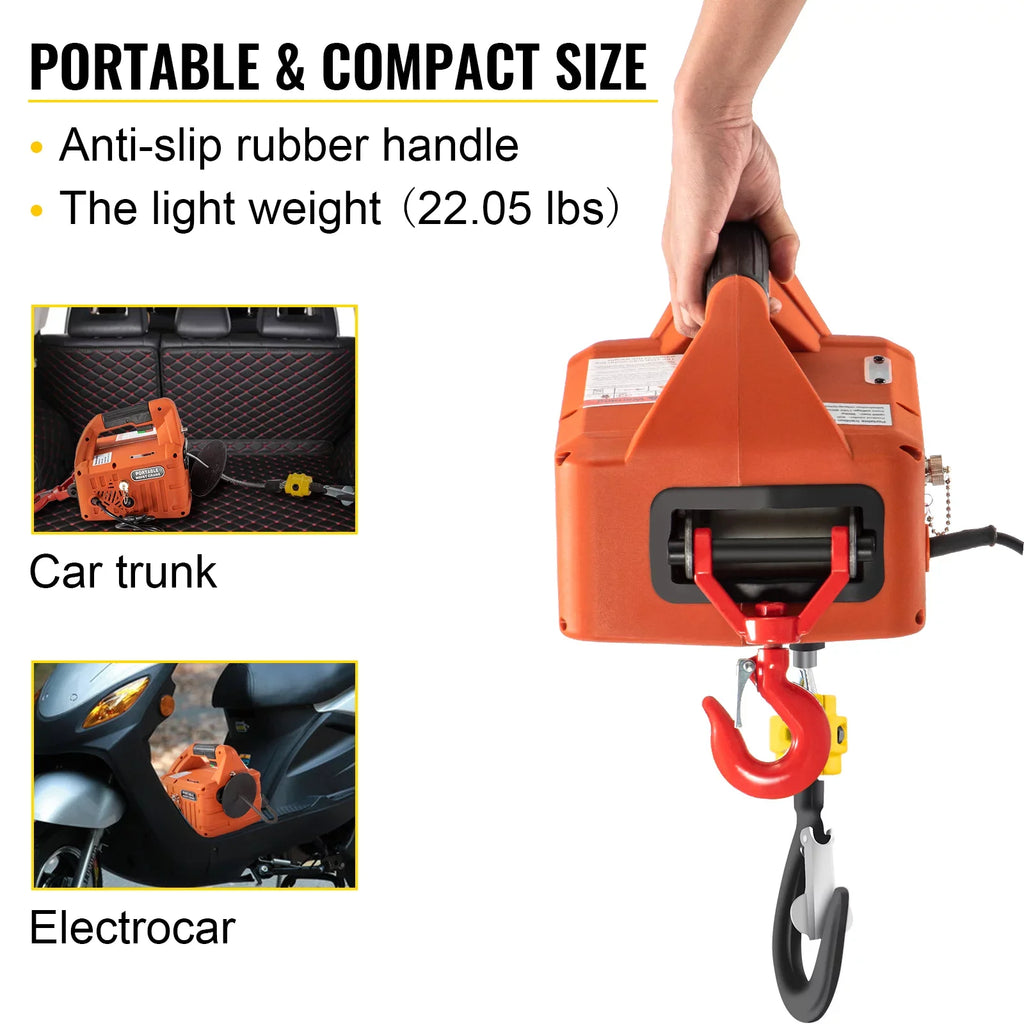 Lifting Crane Hoist Electric Towing VEVOR Portable 3-in-1 Winch Winch, 110V for Power Winch, 1100lbs 1500W Electric Electric Hoist
