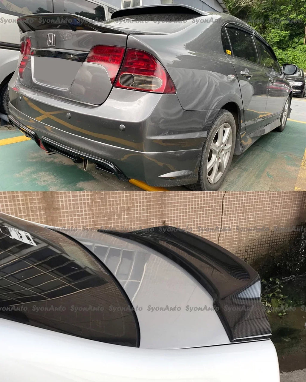 GLOSSY HONDA HIGHKICK TRUNK RS SEDAN FITS CIVIC BLACK 2006-2011 SPOILER STYLE WING