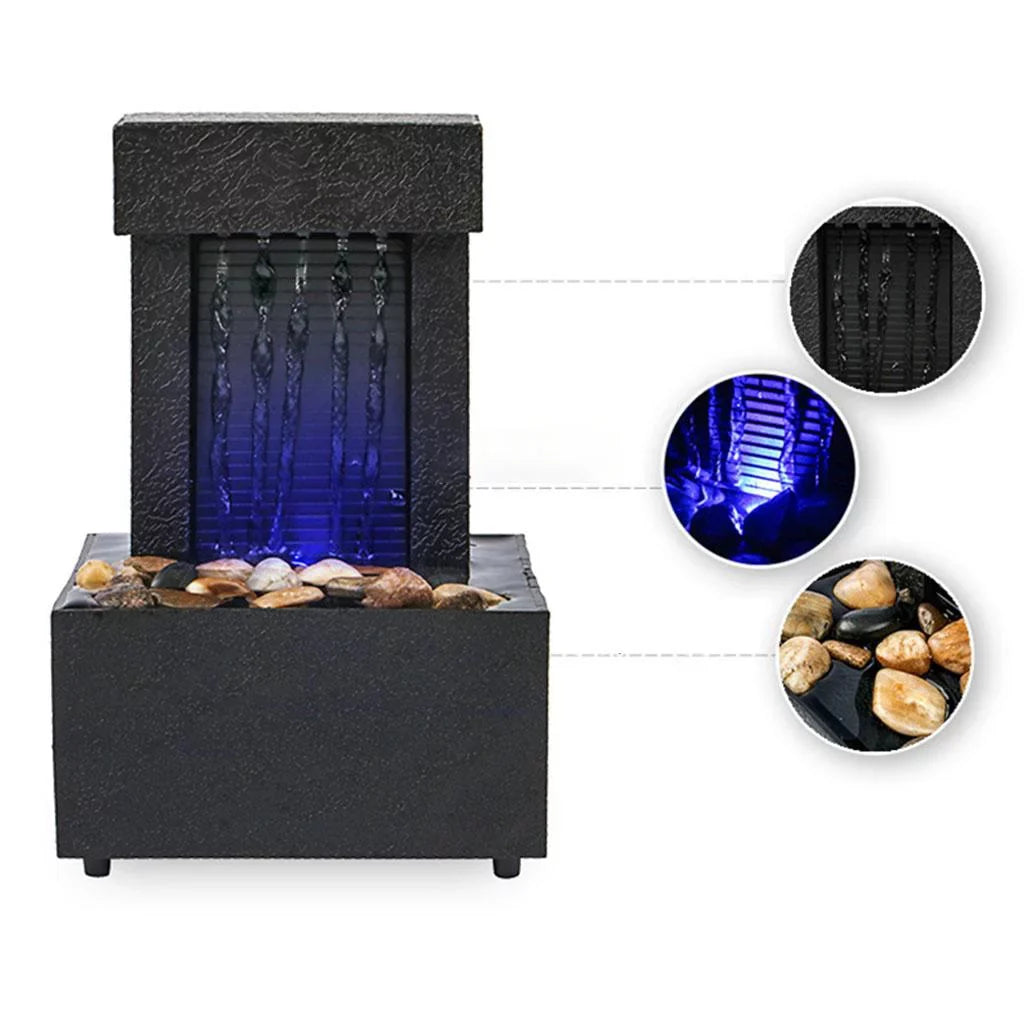 Battery Waterfall USB/AA Room, for Desktop LED Sound Relaxation, Decoration Water Light Fountain Indoor Water Office Living
