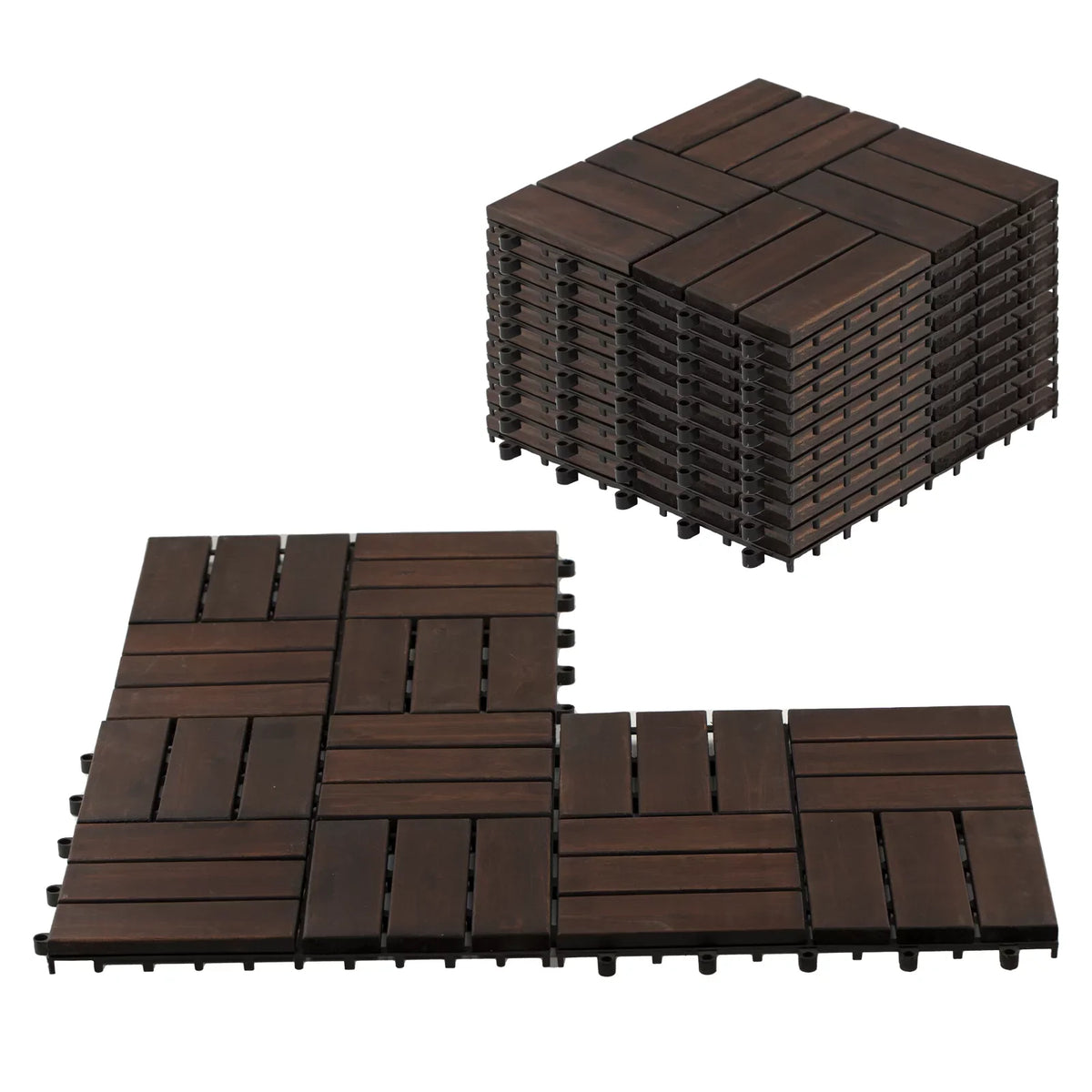 Dark 6 Slats, Idzo Tiles - Brown Decking