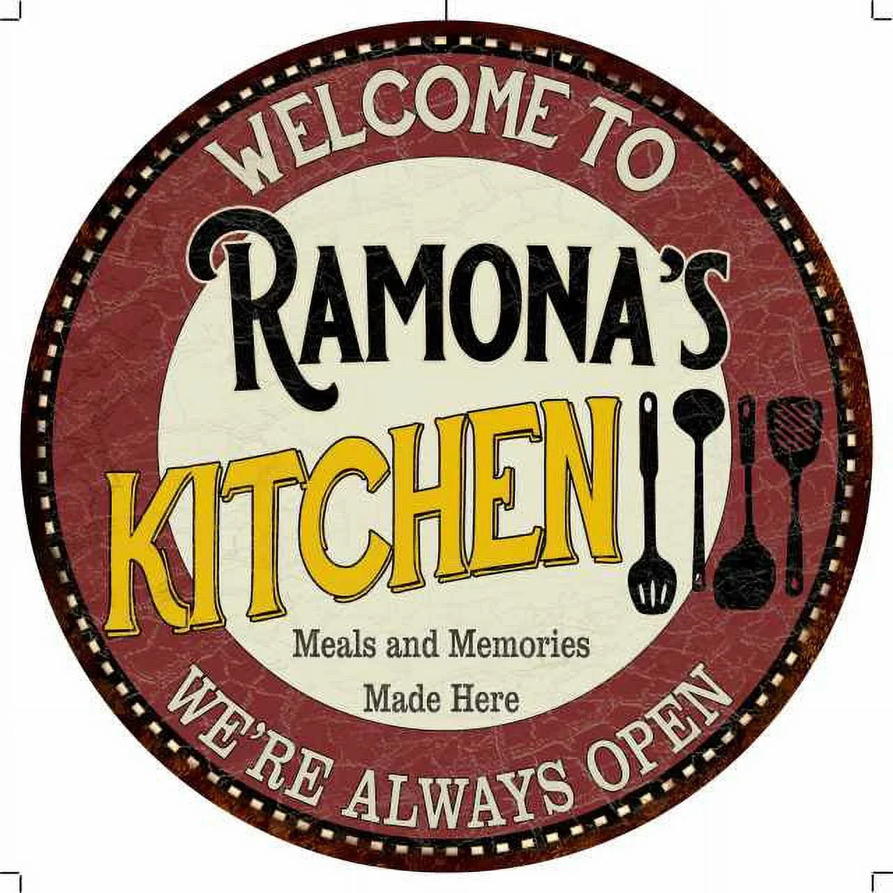 100140040298 Bar Game Ramona's Metal Round Wall Kitchen 14" Sign Room Decor