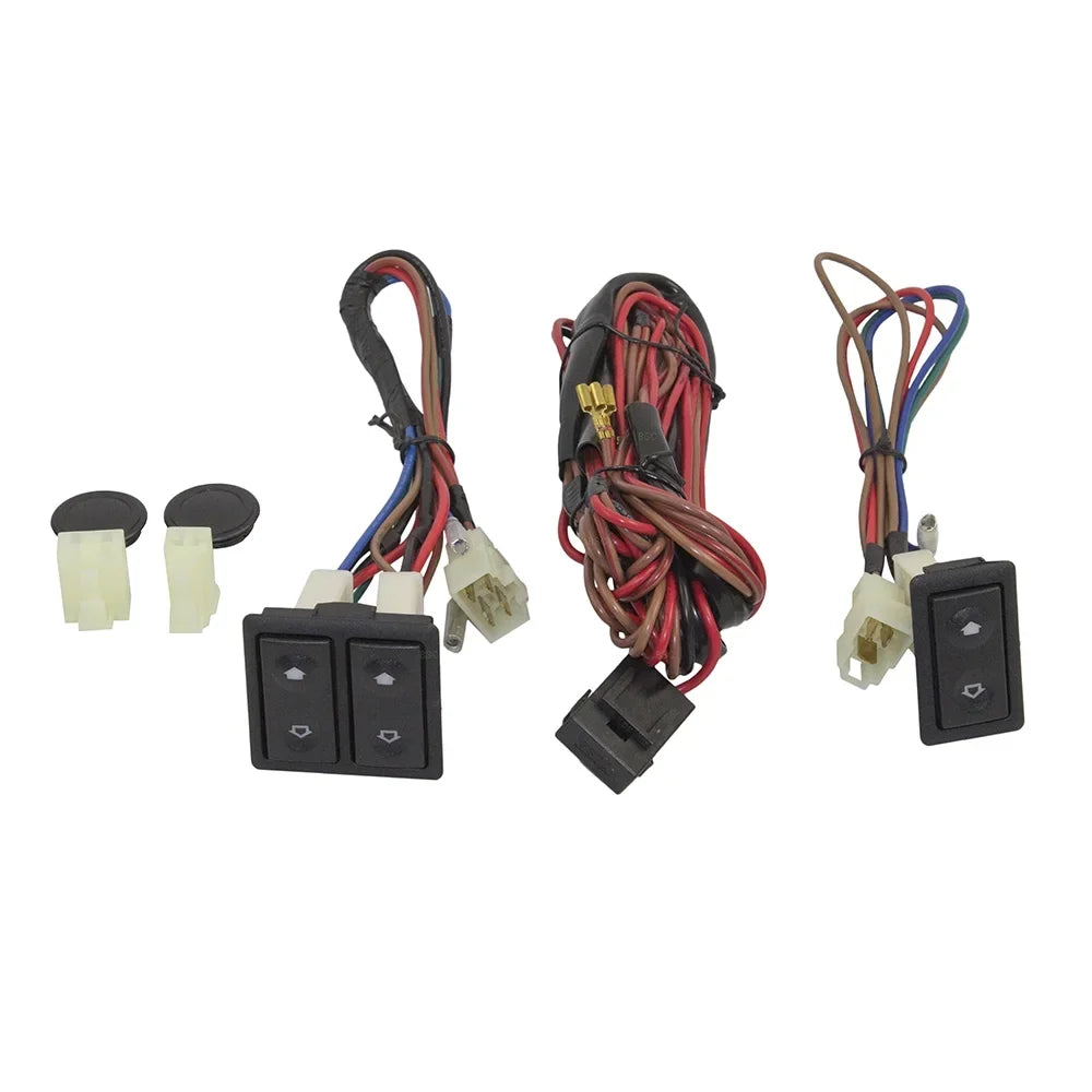 Van Wiring Truck Compatible Switch Kit Universal with Bezels, Brock Window Car Replacement Switch SUV Rocker Pickup Design 2-Door Harness with & Power