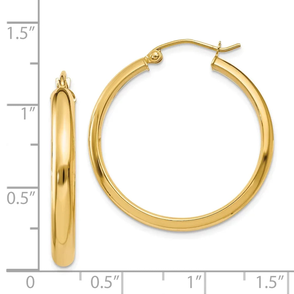 Earrings; Hoop Yellow for and Gold Teens; Tube Men Real 14kt Round and for Adults Women