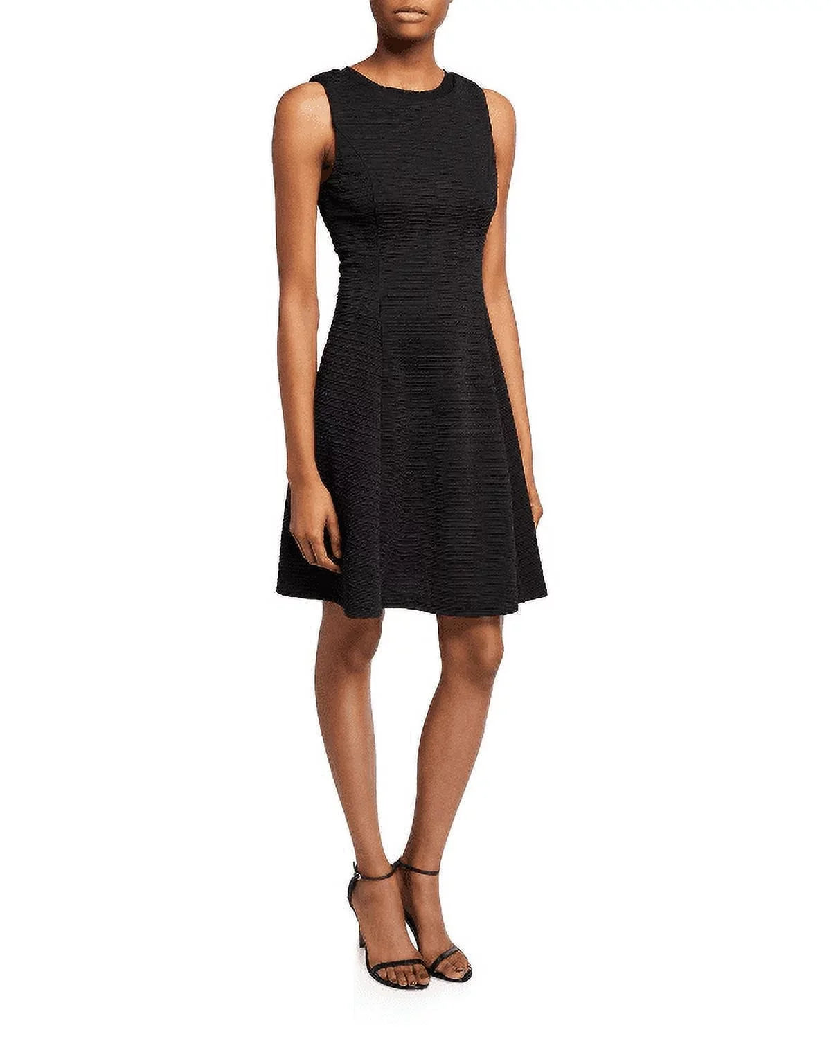 16 US Fit-and-Flare Karl Dress, BLACK Textured Lagerfeld