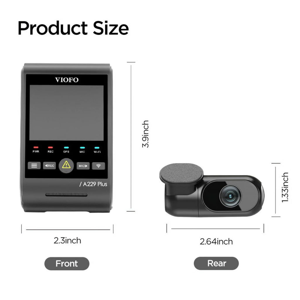 STARVIS Mode, 2-Channel 2K/2K Cam Dash Wi-Fi, Control, Support with Max 2, VIOFO QHD Voice Parking Plus 512GB A229 GPS,