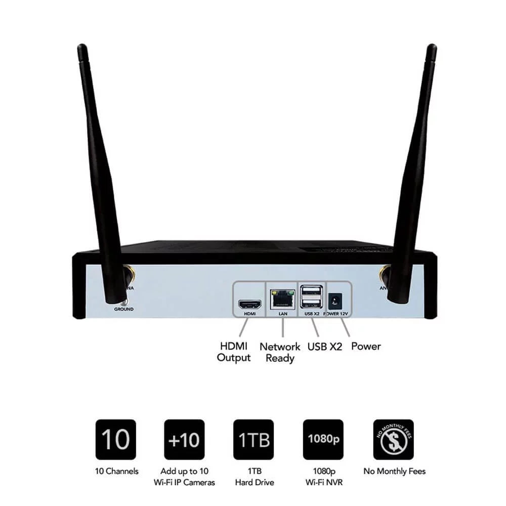 (Refurbished) Spotlight System 1080p Security 1080p Restored IP 4 and Owl Cameras Smart Factory Channel with Drive 10 1TB WiFi Premium Hard Night