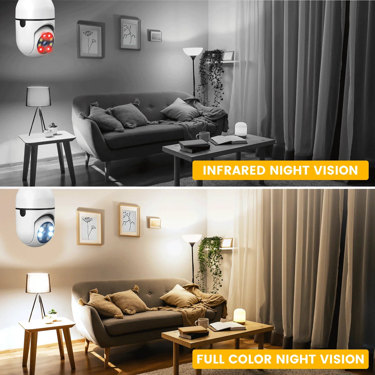 Wireless Camera Outdoor, Remote Wifi 2-Way Security E27 Detection Vision 360° 1080P Color Audio Night Dome Motion Access (2PCS) Camera TOGUARD Light IP Camera with Bulb 2.4G