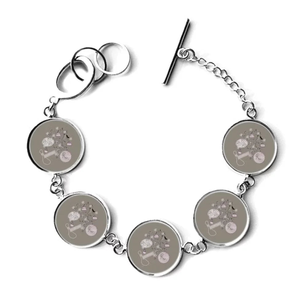 Charm Jewelry Bangle High Chain Bracelet Bag Heels Shoes Flower Pattern
