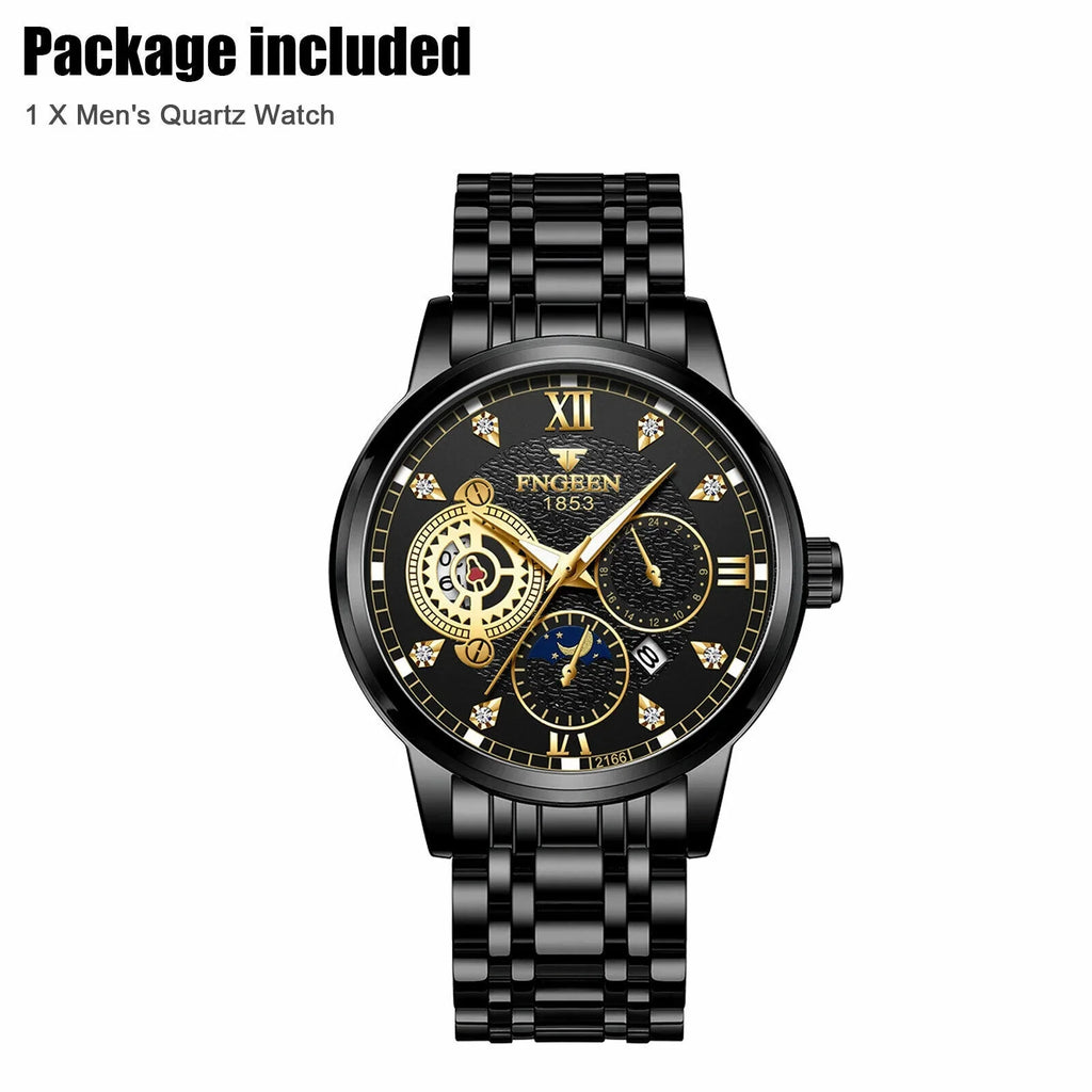 Men's Watch Waterproof Stainless Luminous Luxury Wristwatch Quartz Classic Steel