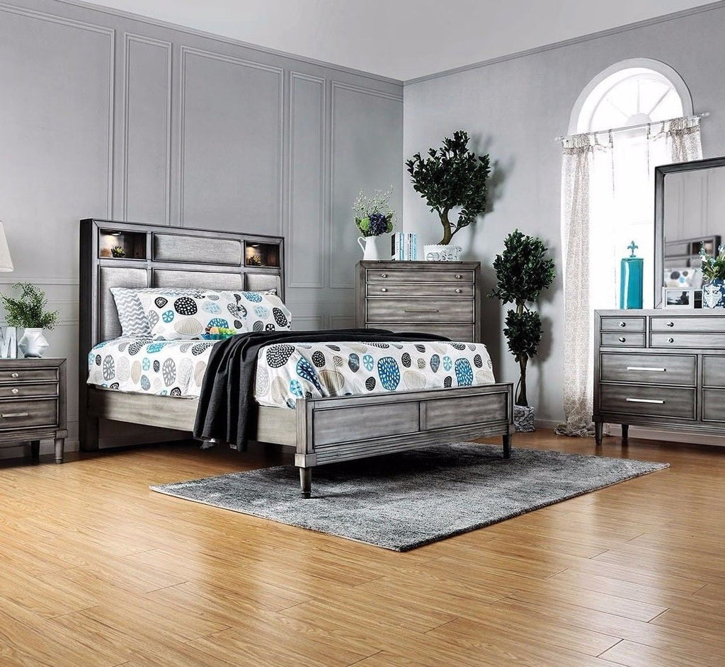 Bed Size Gray 1pc Transitional Finish Eastern Style Bedroom King Furniture