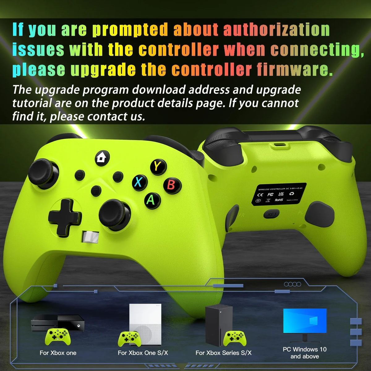Xbox Battery One Jack Xbox Control X/S, for Green+Red with Pack Rechargeable Xbox Gamepad & Windows X/S, Controller Volume & - PC 2 10/11 Series Audio One, Button/Turbo/Macro/Motion Wireless Xbox
