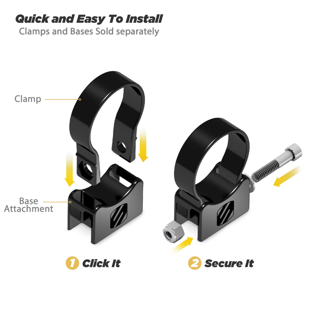 with Mirror 1.85” Scosche 9” BaseClamp View Panoramic Tube PSM21009-185 Clamps