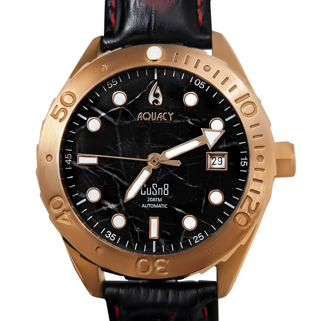 Dive Water Swimming Wrist 120 BR.BKM.8215.L 316L Men Automatic Back CuSn8 Uni-Directional - Marble Stainless Aquacy Case - Screw - click Watches Bronze Resistance Down Watch Diver 200M For Bezel