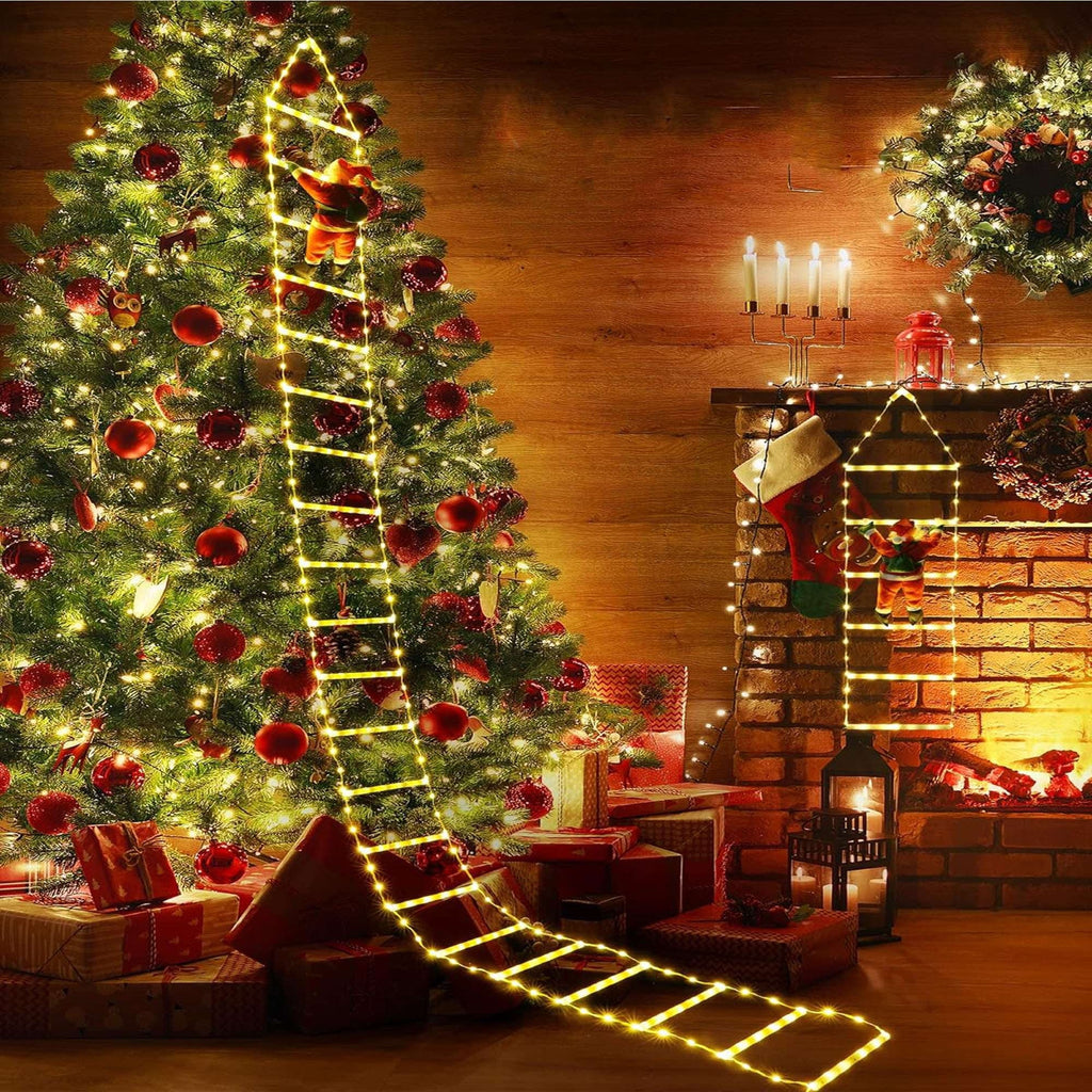Porch Xmas for Lights Led Tree 10.5 Lava Lights Climbling Wall Ladder with Decor Santa Garden Roof Claus Outdoor Xmas Waterroof Lights Christmas Home ft