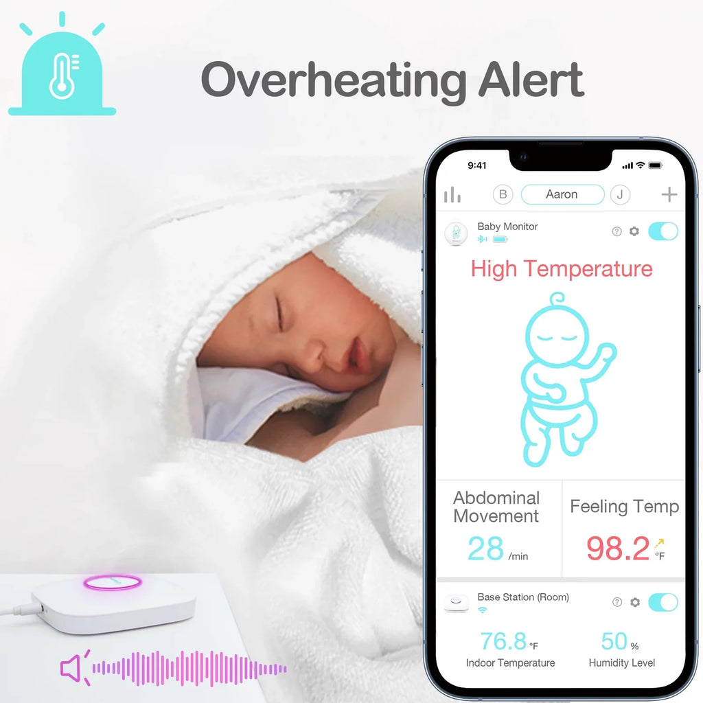 Movement Anywhere, Sense-U Movement, and Base and Position Smart on Sleeping Abdominal - Anytime, Baby's Monitor Baby Abdominal Green Tracks Humidity - Station Temperature, Smartphone Rollover,