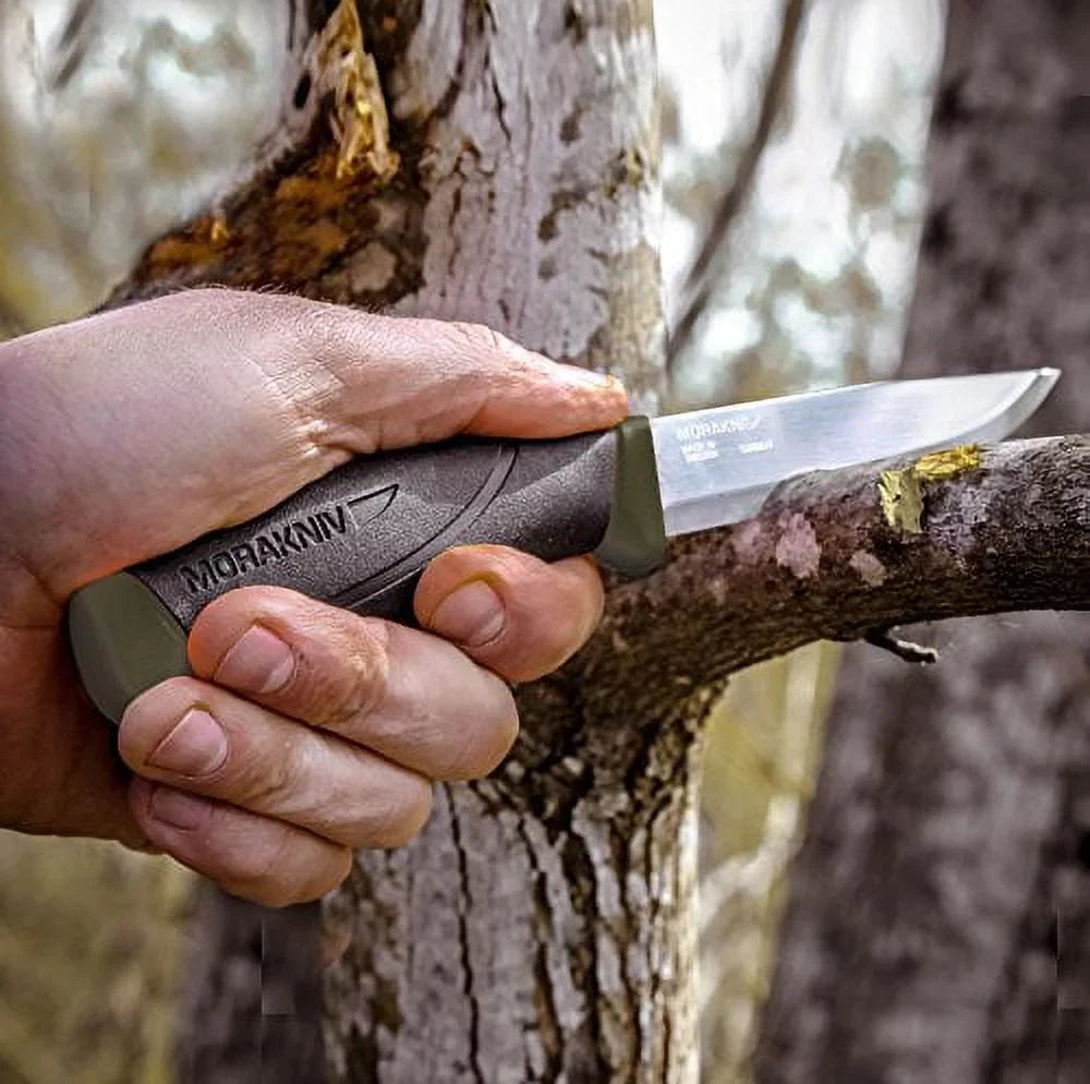 Knife Morakniv Military Blade, with Fixed Green Carbon Companion Outdoor Blade Steel 4.1-Inch,