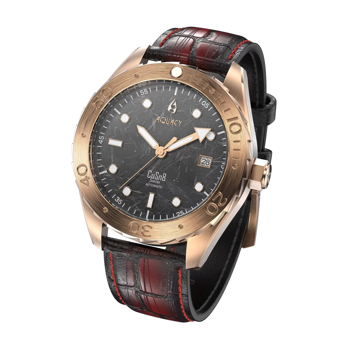 Dive Water Swimming Wrist 120 BR.BKM.8215.L 316L Men Automatic Back CuSn8 Uni-Directional - Marble Stainless Aquacy Case - Screw - click Watches Bronze Resistance Down Watch Diver 200M For Bezel