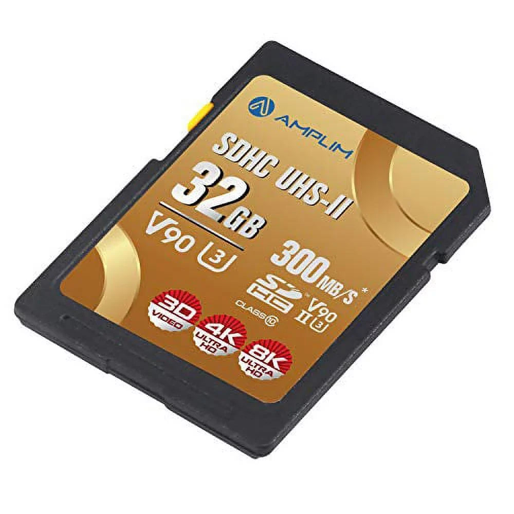 Extreme High UHS-II 8K SD Speed V90 Video UHD 4K Card for Camcorder SDXC 32GB Amplim Camera