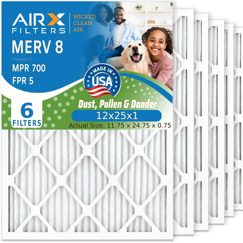 Air Filter Filter HVAC Electrostatic CLEAN 12x25x1 AC by Conditioner FPR Pleated 5 MPR to 12x25x1 Comparable 700 Premium Made FILTERS USA Furnace Air MERV WICKED AIRX Pack AIR. 6 8 & Filters