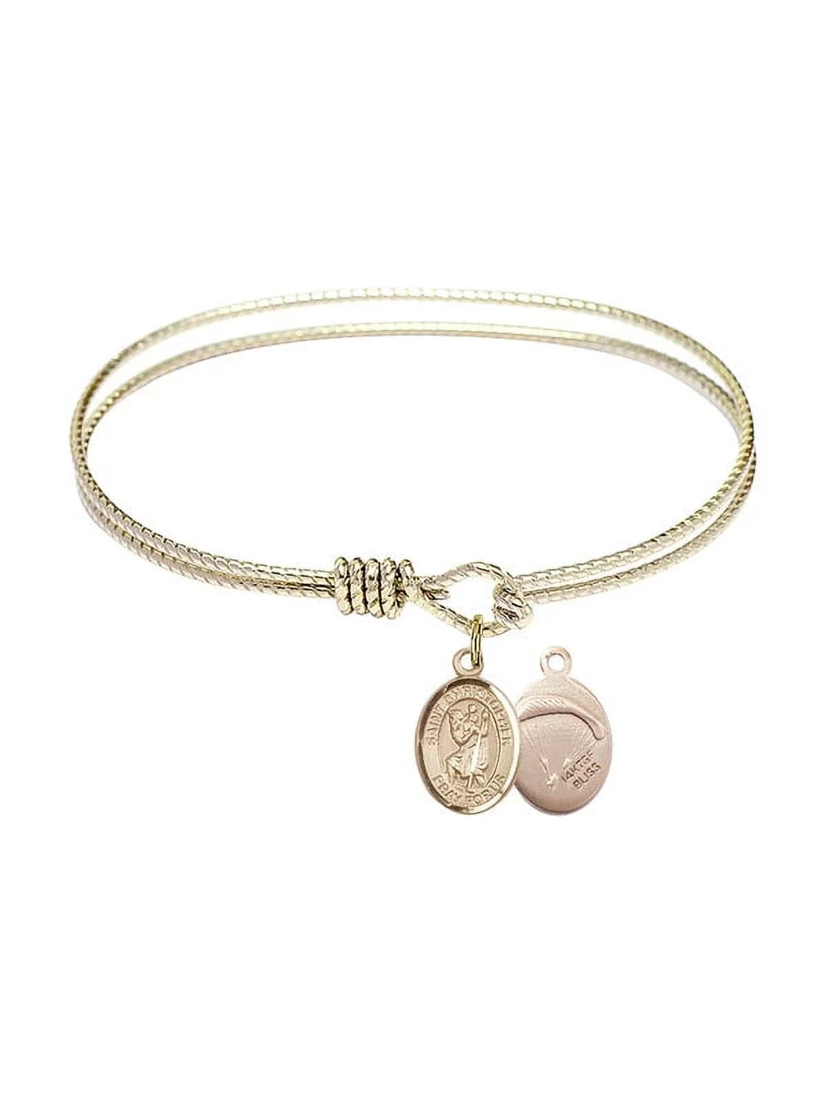 St. inch w/ Bangle Oval Gold-Filled Eye Christopher/Paratroopers Bracelet in Hook 6 1/4