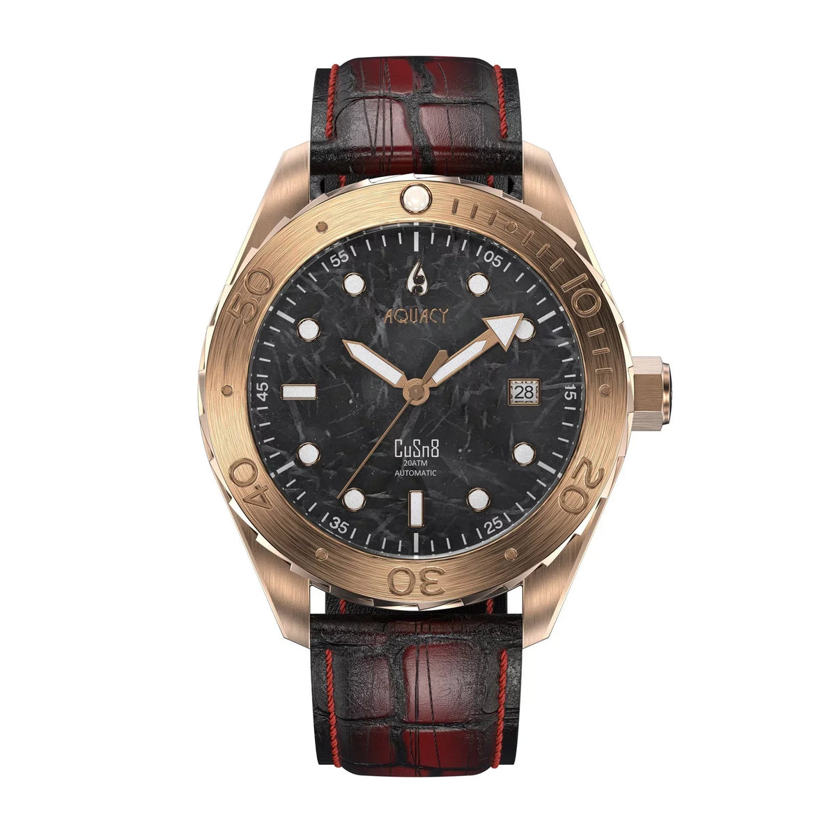 Dive Water Swimming Wrist 120 BR.BKM.8215.L 316L Men Automatic Back CuSn8 Uni-Directional - Marble Stainless Aquacy Case - Screw - click Watches Bronze Resistance Down Watch Diver 200M For Bezel