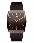 Stainless Leather Steel Rectangle Brown Men's IQ17Q900 Danish Dial Watch Design