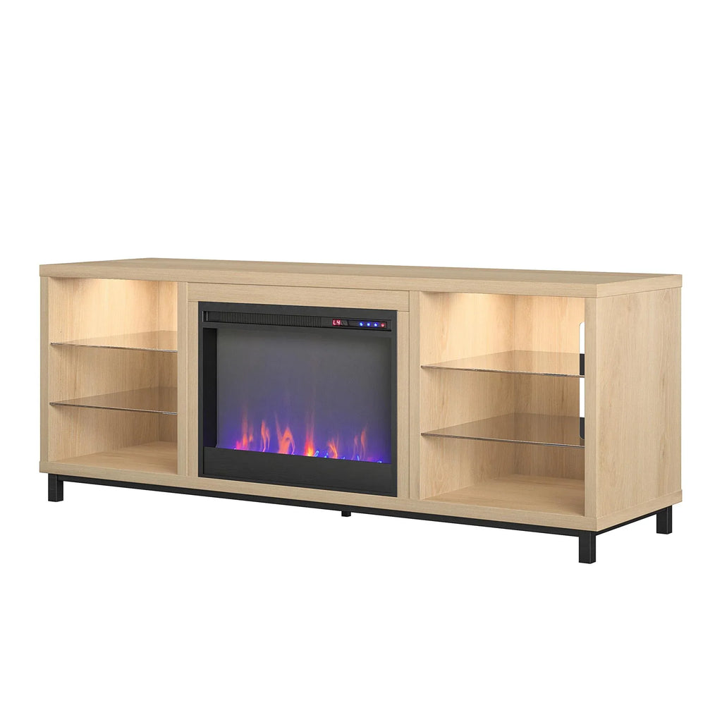 Stand Home Blonde TV to up in for Ameriwood TVs Lumina Deluxe 70" Oak Fireplace