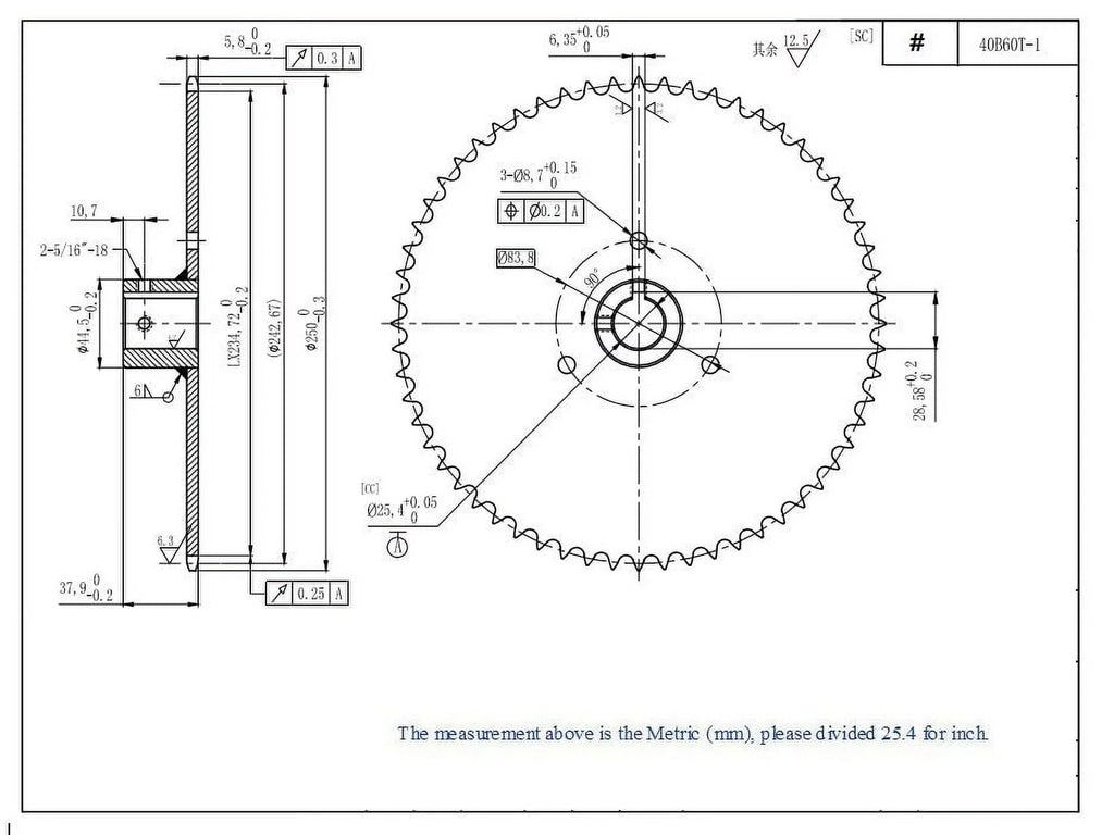 420 Bore 1" for Kart 60 41 Axle Live Chain Teeth Sprocket 40B60T Roller 40 Go