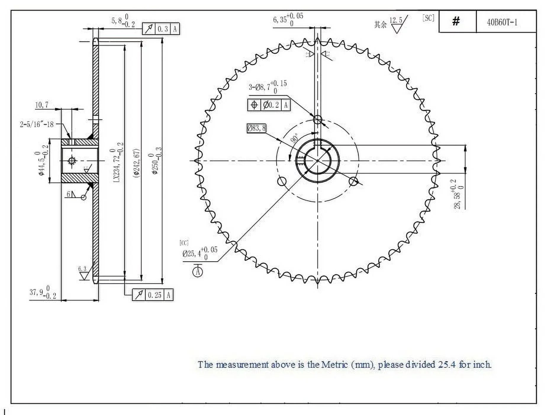 420 Bore 1" for Kart 60 41 Axle Live Chain Teeth Sprocket 40B60T Roller 40 Go