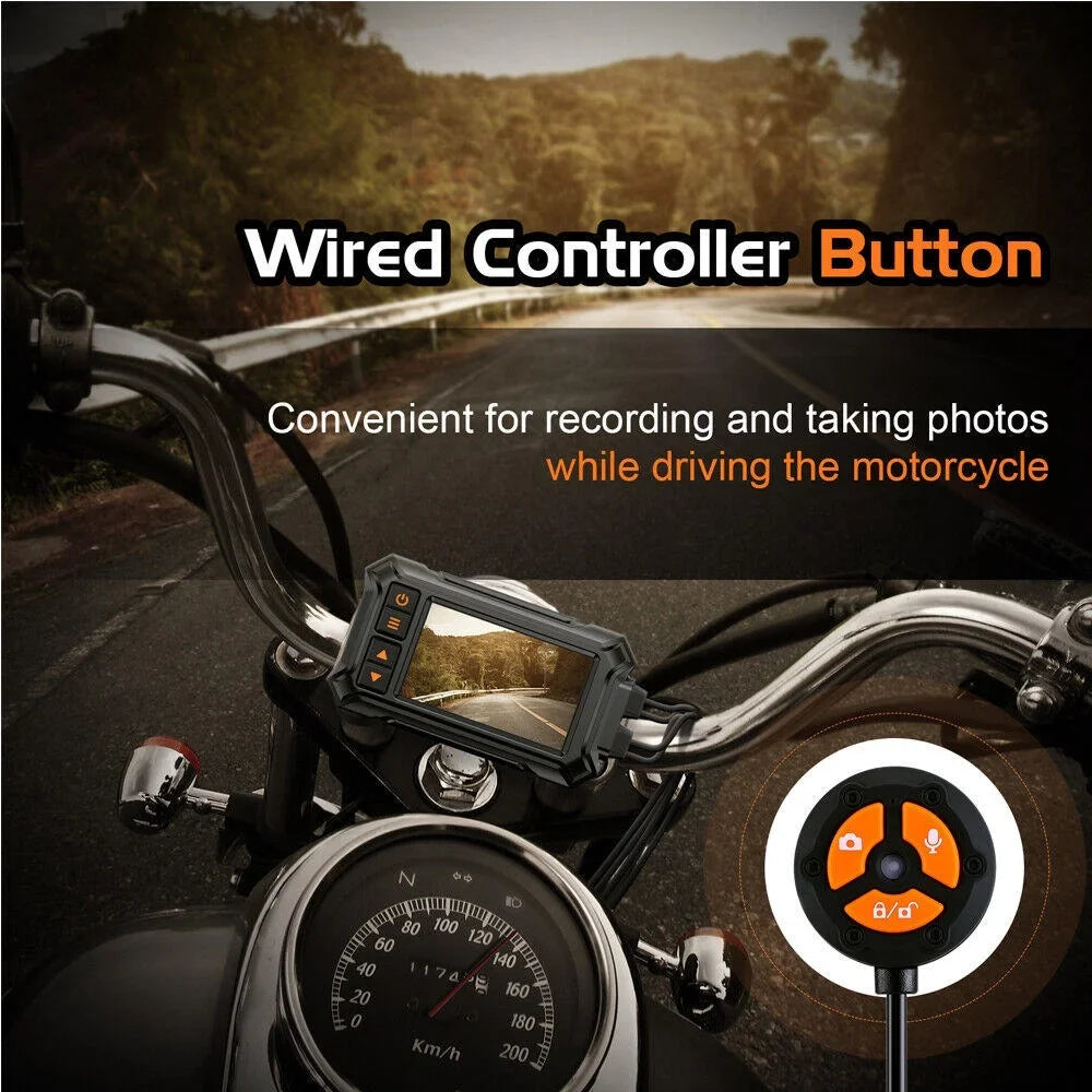 Dash Motorcycle A12 GPS Waterproof Vision Rear Front WIFI 1080P 3" Night Camera