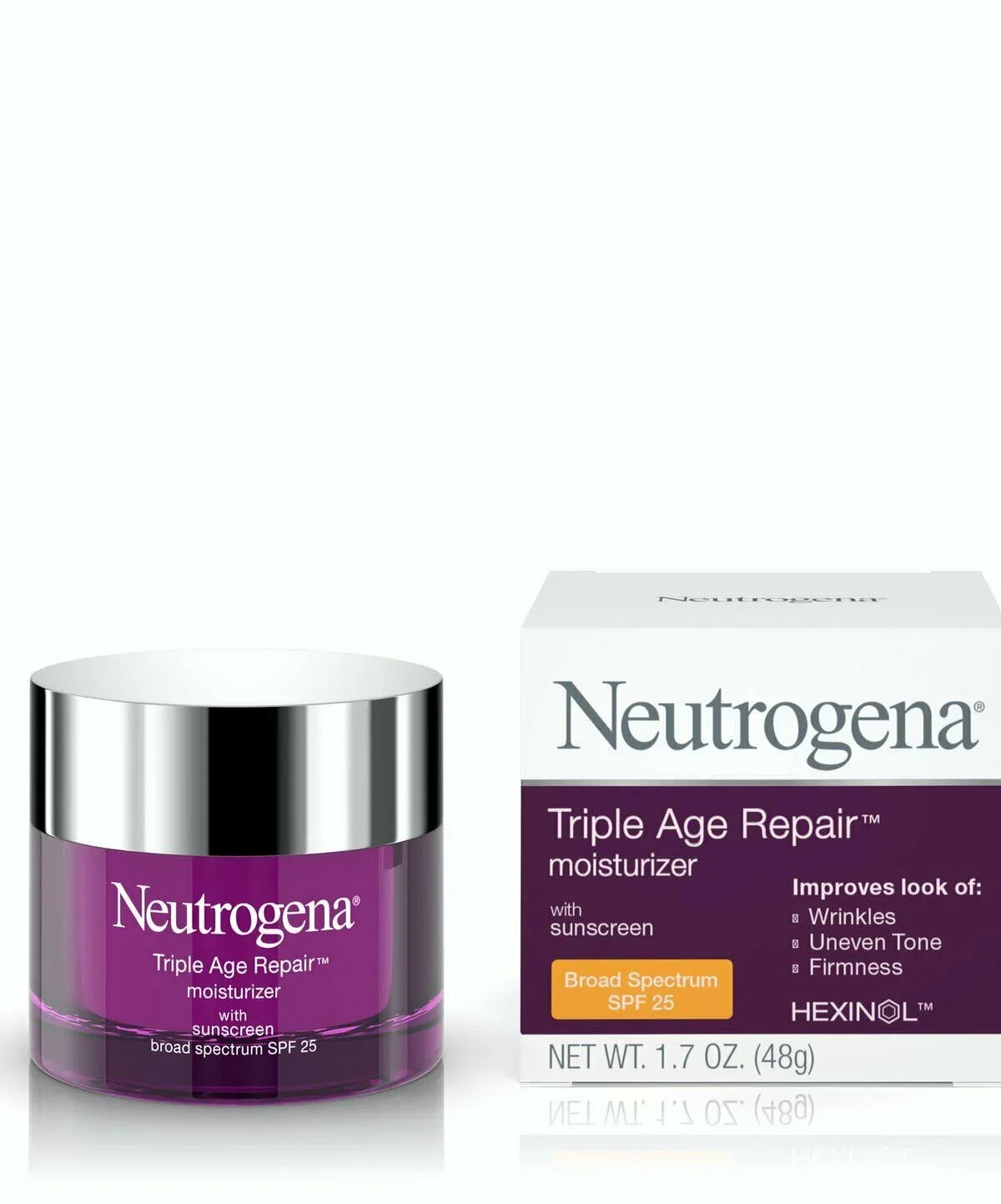 25 Neutrogena Skin, Wrinkles, Anti-Wrinkle Facial of look Evens Vitamin Moisturizer Repair Tone, with Sunscreen, Pack C SPF 1.7 Daily Firms Triple Skin Age help 2 oz Smooth and