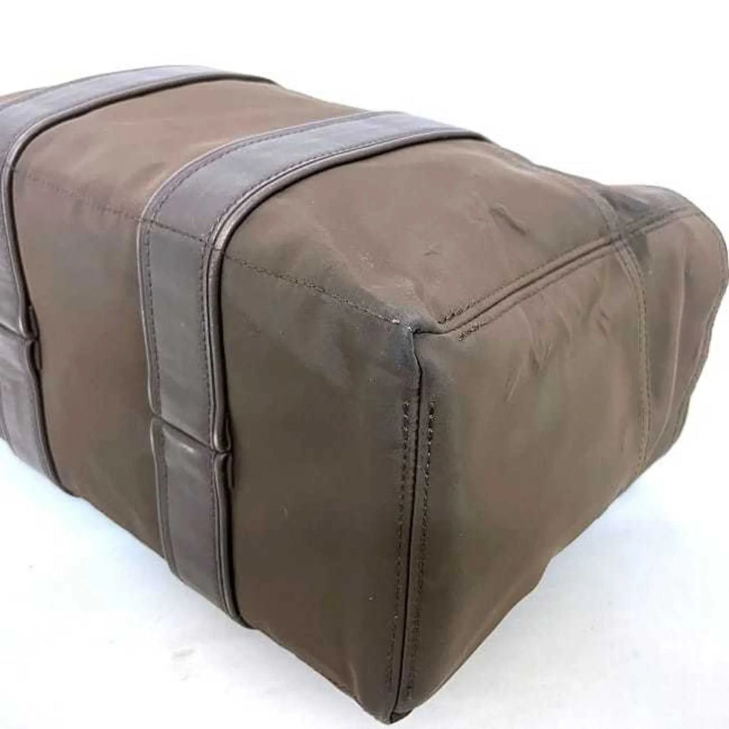 Leather PM Brown Silver HERMES Handbag Nylon Pre-Owned Women's Acapulco Tote Hermes (Fair) Bag
