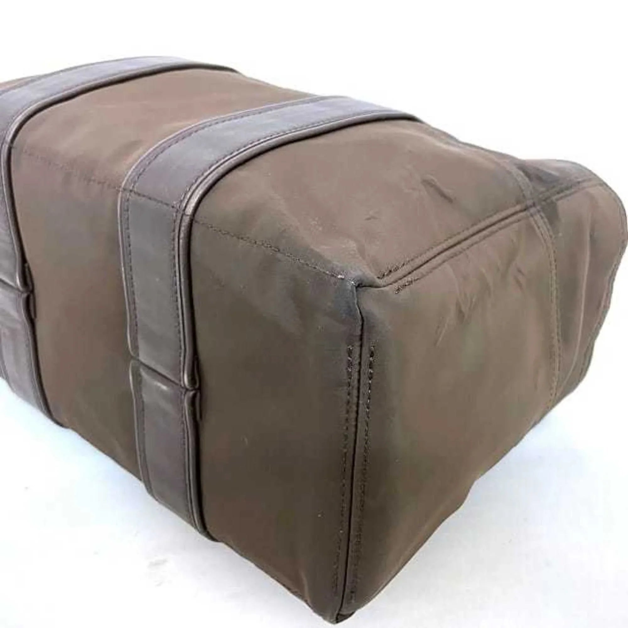 Leather PM Brown Silver HERMES Handbag Nylon Pre-Owned Women's Acapulco Tote Hermes (Fair) Bag