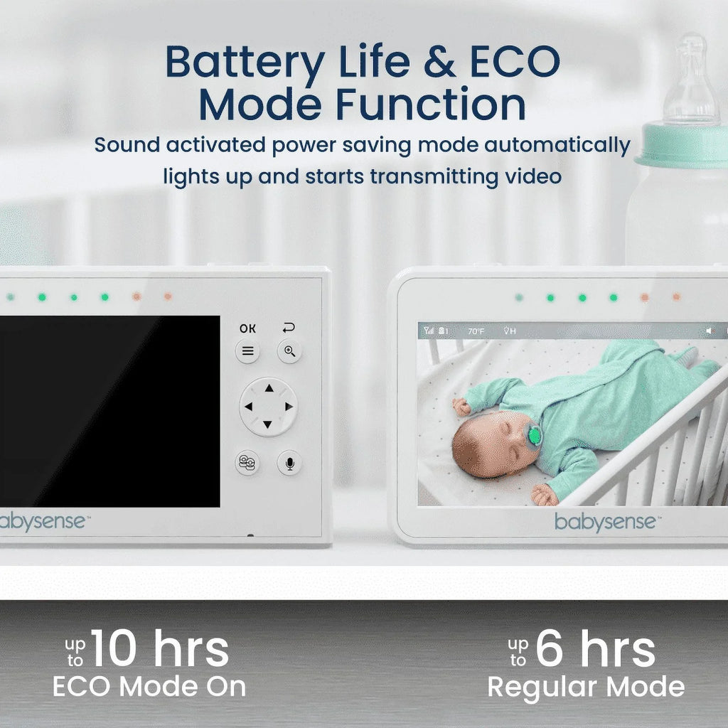 Two-Way Vision, Video Light Babysense with Screen Monitor, 4.3" Split Display Talk, & 2 PTZ Cameras, Long Range, Night V43 Baby