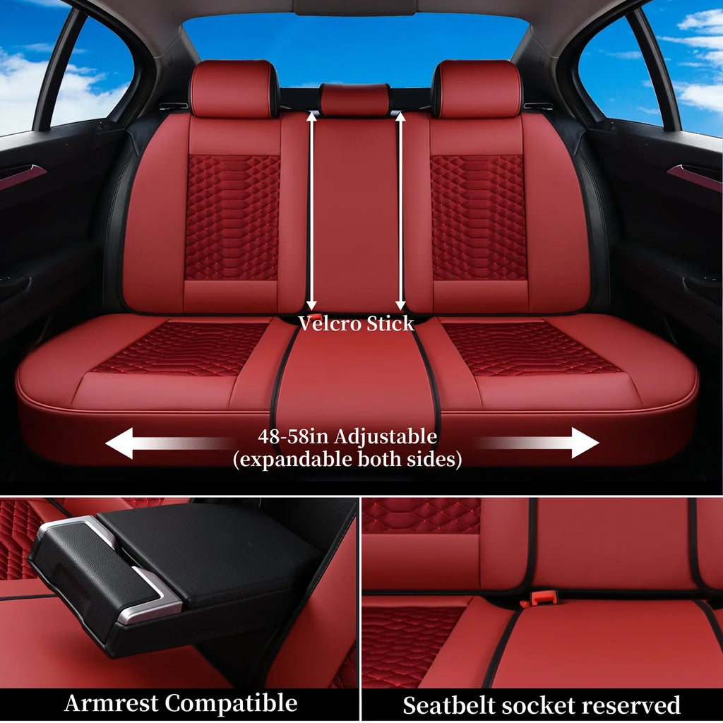 Red Car Covers Protectors, Seat Most Coverado for 5 Back & Set Interior Full Trucks Breathable Universal Fit Auto Seats Fabric Pickup Leather SUV Women, Front Sedans Car Seat
