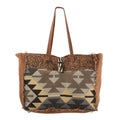 OHLAY Genuine KB Upcycled Wool women bag KB228 Leather western Embossed handbag TOTE Canvas Upcycled purse