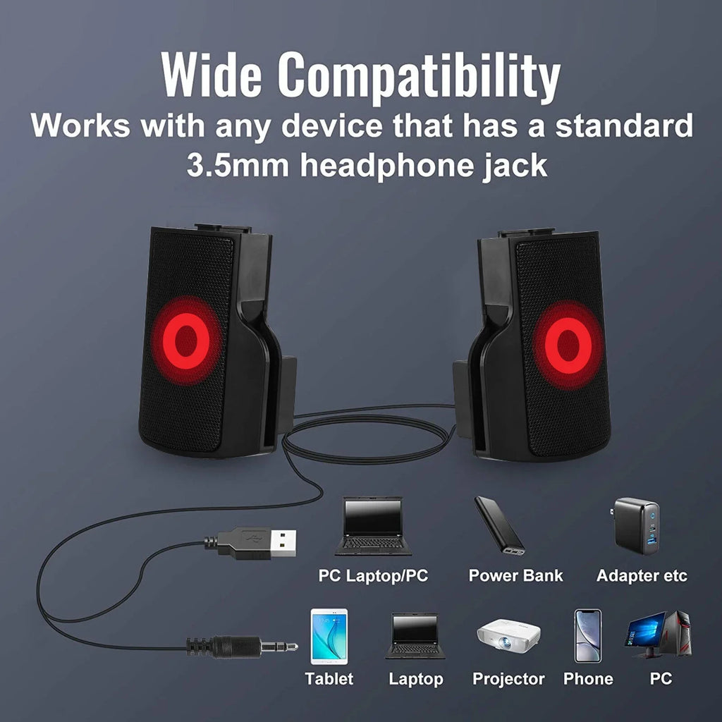 Soundbar Tablet Stereo Speakers Computer USB Mini External Laptop Clip-on Sound