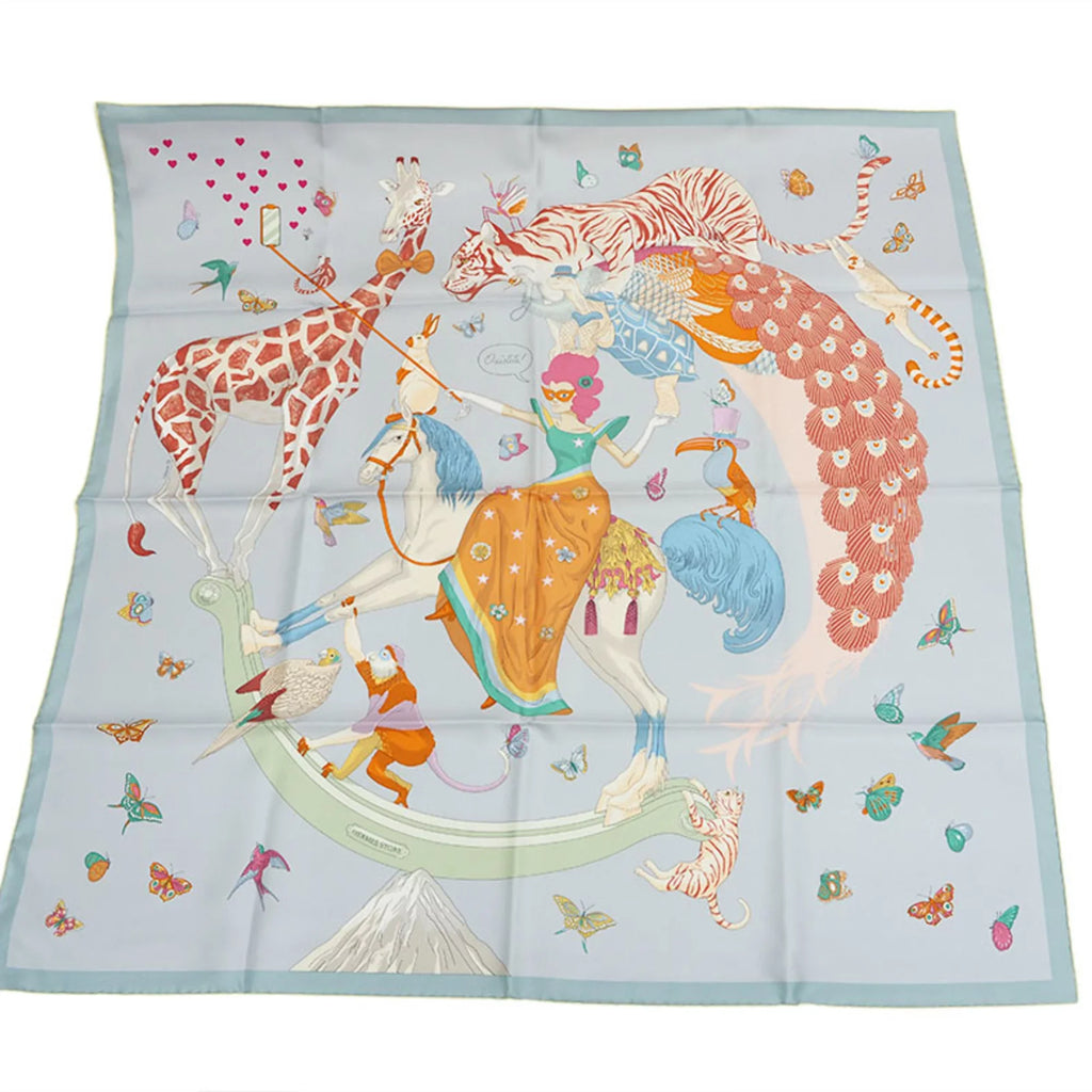 Story SCARF90 2022AW Muffler Carre Purchased New) in Scarf 2022 Women's Pre-Owned Pink Hermes (Like STORY Multicolor H003875S Glacier July Men's Blue 90 Silk HERMES