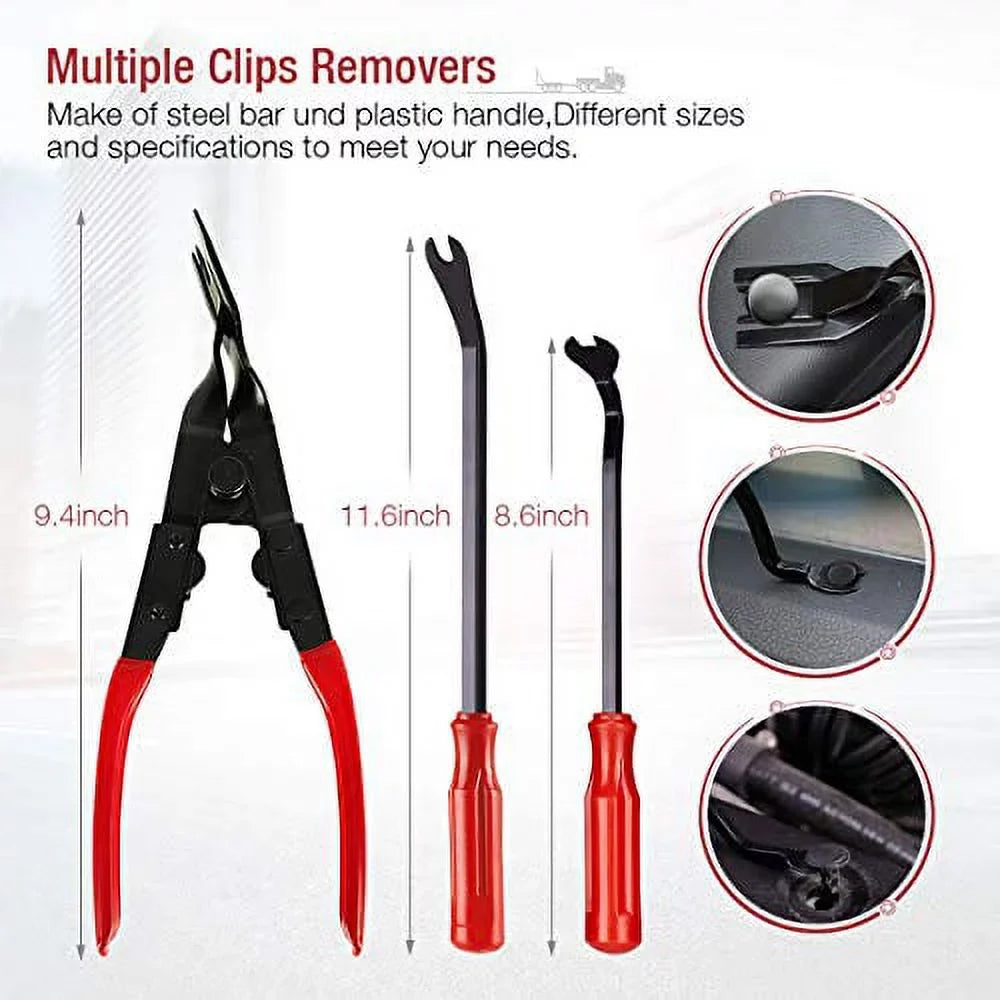 Pry Plastic 88 Door Pcs Interior Kit, Pliers Clip Red Auto Fastener Car Tool Tool Kit Panel Radio Remover Automotive BYNIIUR Kit, Tool, Tool Removal Trim Removal